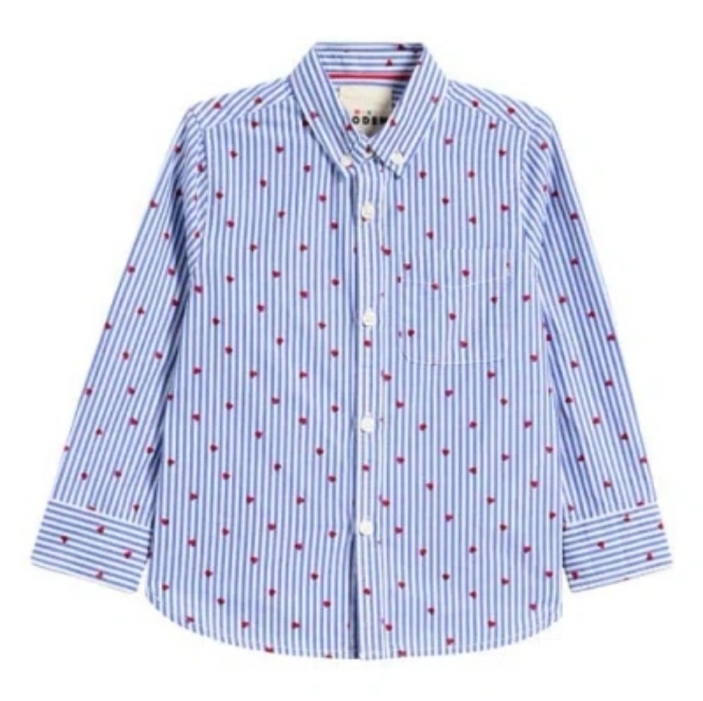 Mini Boden Kids Heart & Pinstripe Button Down